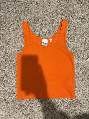 Aritzia Orange Ribbed Cropped Tank